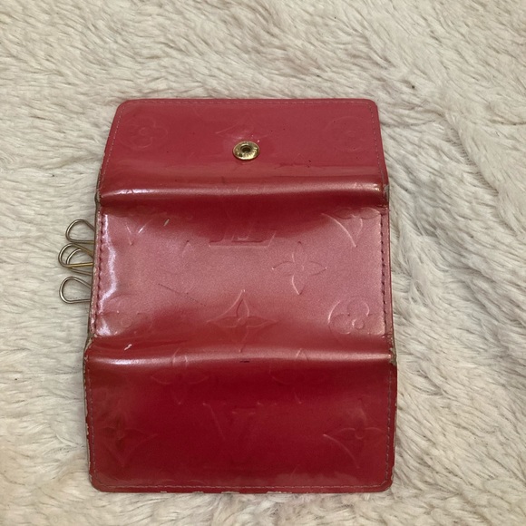 Cute! Auth Louis Vuitton Pink Key Case Multicles Pink Vernis Monogram Leather - Picture 5 of 8